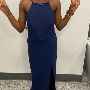 Sparkly Navy blue Halter Dress
